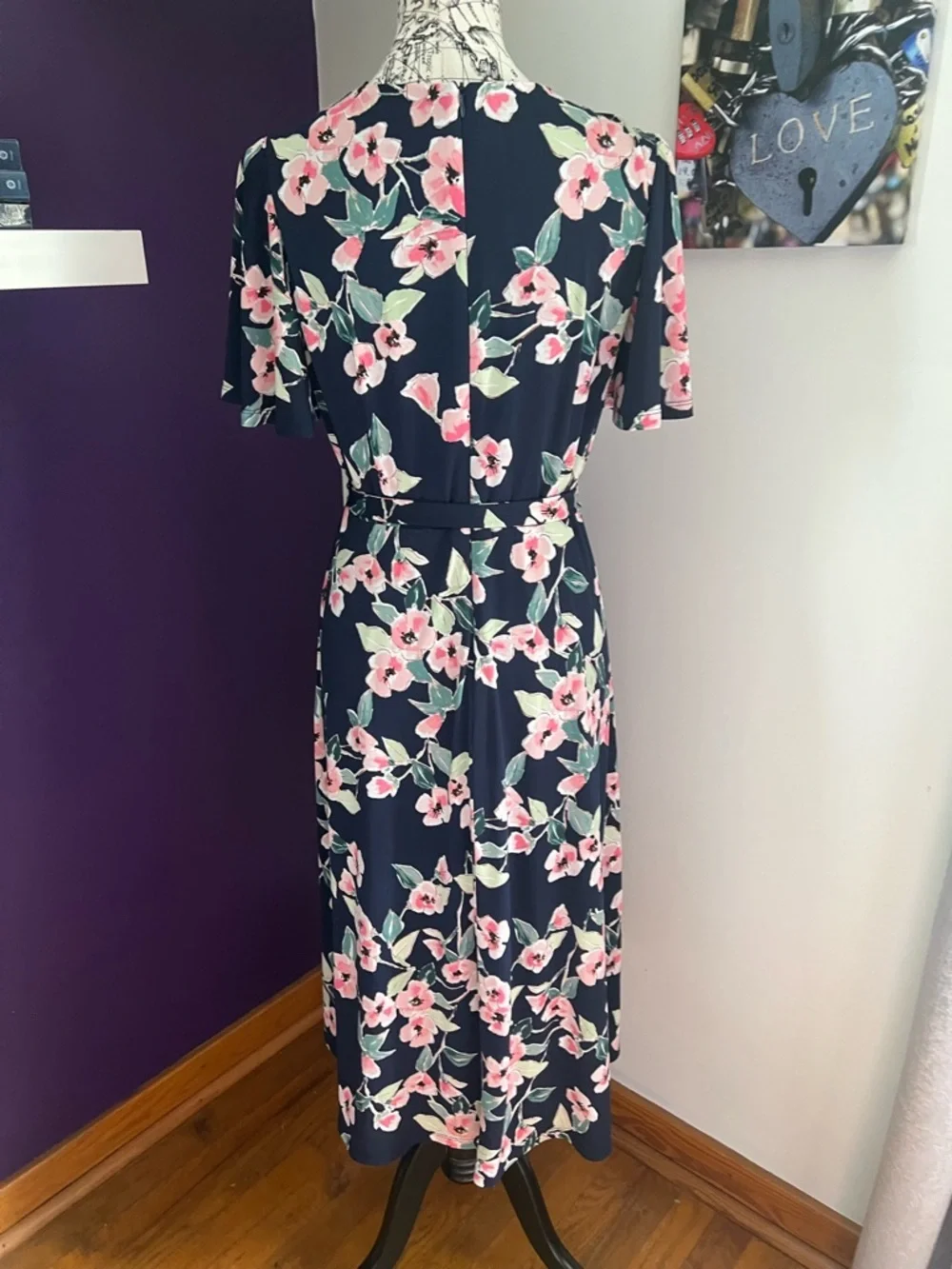 Eliza J Navy & Floral Faux Wrap Dress